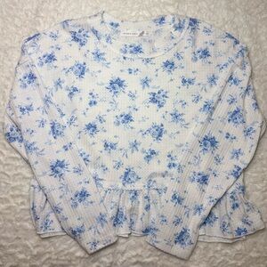 Altar'd State Blue Floral Blouse